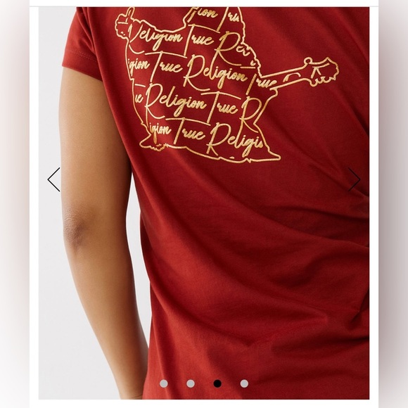 True Religion Women’s Mint Yucca V Neck Buddha Script T-Shirt NWT Small - Picture 8 of 10